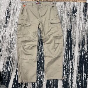 Empyre Men's Cargo Pants, Tan, Skateboarding Baggy, Adjustable Waist Size 32